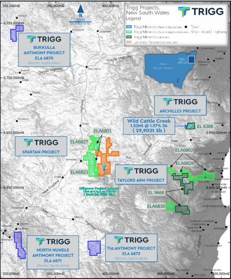 Trigg Minerals Antimony Portfolio in NSW