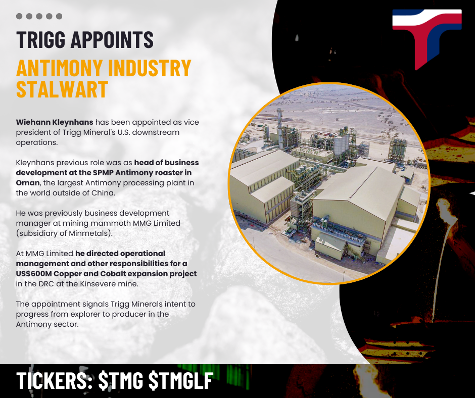 Trigg appoints antimony industry stalwart Trigg appoints antimony industry stalwart