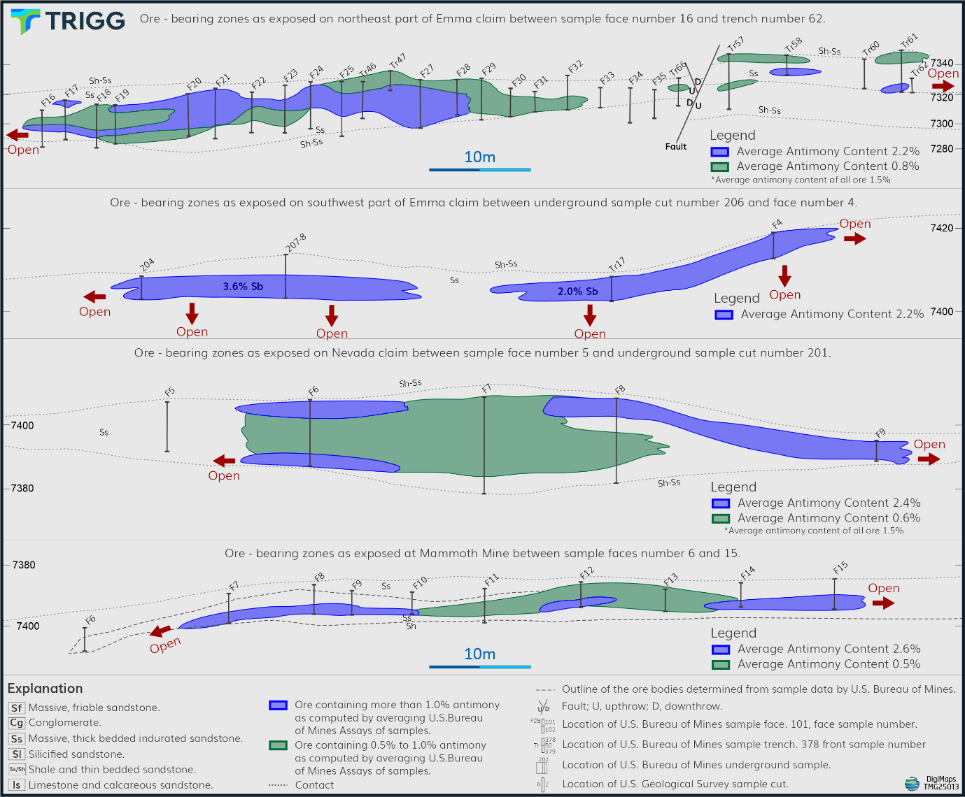 Ore bearing zones